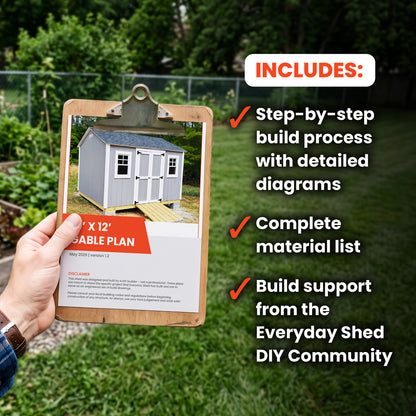 10x12 Gable Shed Build Plan | Double Doors & Dual Windows
