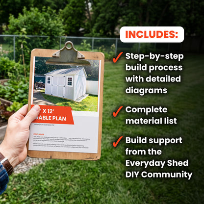 12x12 Gable Shed Build Plan | Double Doors & Dual Windows