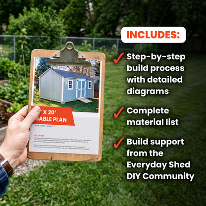 12x20 Gable Shed Build Plan | Double Doors & Dual Windows