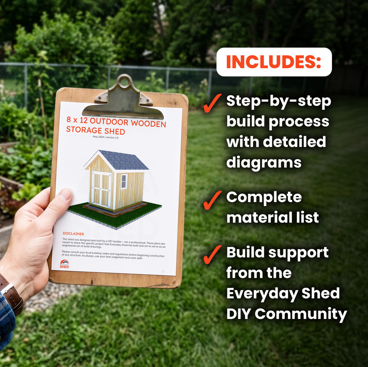 8x12 Gable Shed Build Plan | Double Doors & Side Window