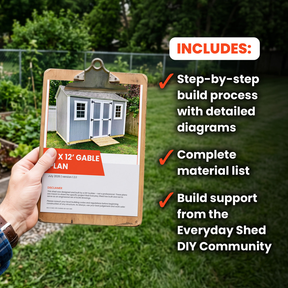8x12 Gable Shed Build Plan | Double Doors & Dual Windows