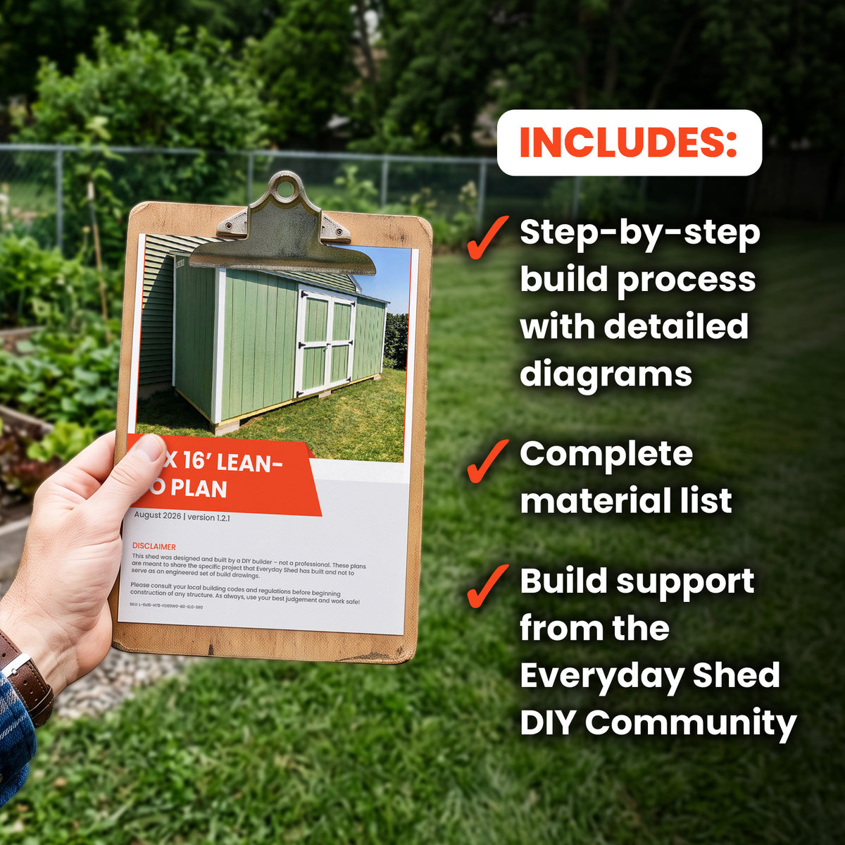 6x16 Lean-To Shed Build Plan | Double Doors
