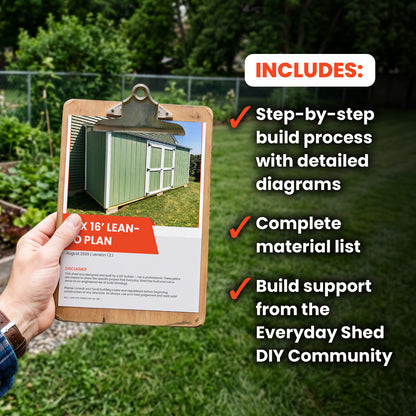 6x16 Lean-To Shed Build Plan | Double Doors