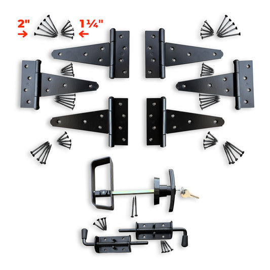 Double Shed Door Kit (48"–72") | T-Hinge (6")
