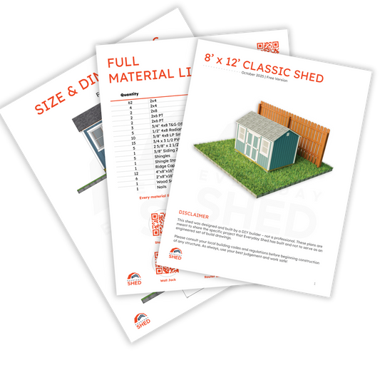 FREE 8x12 Classic Shed (Short Walls) Build Plan